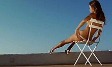 After showing off her assets on the balcony, perfect body teen flaunts her