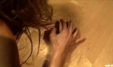 Oily Amateur Beauty with Long Legs Poses and Rolls on the Floor.