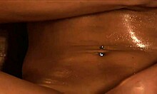 Tanned brunette Gabriella teasing her pussy on the edge of a hot tub