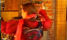 Retro close-up of kinky Russian blonde in backseat passion