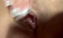 Look at leggy busty blonde Amy Ried showing her wet pussy up close, with piercings and anal hints.