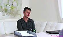 Vinna Reed, that lusty casting agent, deepthroats a young guy's cock.