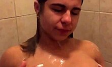 wet amateur crystina rossi shows goodies in shower
