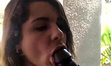 crystina rossi poses fit, then blows and fucks the toy slutty