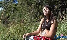 pregnant russian teen smokes outdoors in nature, what could happen