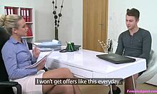 Vinna Reed, that lusty casting agent, deepthroats a young guy's cock.