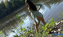 Pregnant Bombshell Shows Half-Naked Body By Water