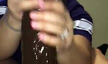 crystina rossi uses her oily feet to stroke that bbc in pov