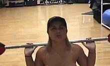 Crystina Rossi flexing topless at gym, so hot! 💪
