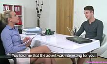 Vinna Reed, that lusty casting agent, deepthroats a young guy's cock.