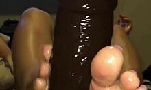 crystina rossi uses her oily feet to stroke that bbc in pov