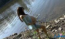 Pregnant Bombshell Shows Half-Naked Body By Water