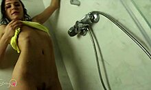 Guerlain looks stunning wet in shower with tight shirt