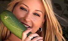 avy scott stuffs her tight pussy with veggies and fruits outdoors