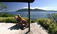 Blond-haired beauty Jennifer Love sucking a big fat cock