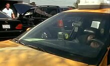 horny sondra hall gives outdoor blowjob to cabbie in close-up