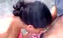 Indian teen GF deepthroats and gets pounded hard outdoors from behind