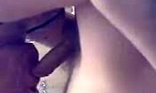 Naughty housewife amateur sucks small cock with tongue on cam