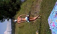 Naughty teen GF flaunts long legs in nature