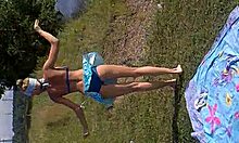 Naughty teen GF flaunts long legs in nature