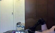 Blonde Babe Dances Boldly in Black Latex Boots