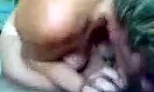 Short-Haired MILF with Tan Sucking Cock Deep