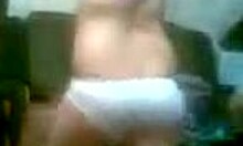 my wife in white panties teasing with her big tits