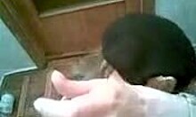 in the pov, this military blonde cosplayer gives a blowjob to his big cock, amateur style