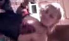 blond-haired amateur playing with his hot cock in lingerie.