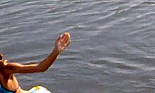 blond-haired amateur in cute bikini shows off outdoors