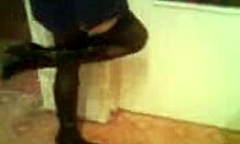 leggy milf strips in black stockings 😍