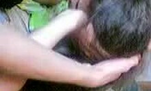 dark-haired amateur playfully sucking hot dick with long hair