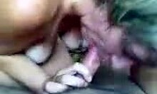 Short-Haired MILF with Tan Sucking Cock Deep