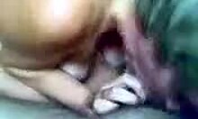 Short-Haired MILF with Tan Sucking Cock Deep