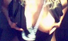 shades-wearing busty milf amateur reveals her figure in dress and panties