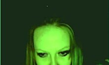 Watch this pale blonde amateur masturbate in the dark?