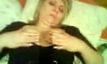 blonde granny with big tits fucks herself with toys