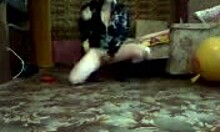 Boots-wearing amateur strips solo on webcam with glasses on