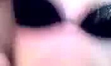 Black bra girlfriend getting creampied on camera