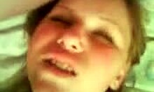 Pantyhose blonde gets face-fucked brutally