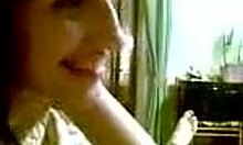 dark-haired hottie deepthroating cock on cam with handjob