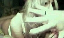 Blonde babe blows guy deeply.