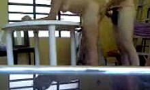 Thick blonde beauty banged doggystyle with blowjob.