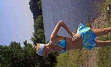 Naughty teen GF flaunts long legs in nature