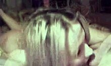 Blonde babe blows guy deeply.