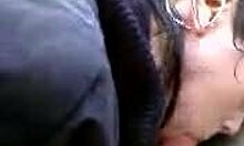 brunette milf blows outdoors naughtily