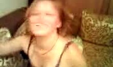 Mature housewife in lingerie rides cock hard.