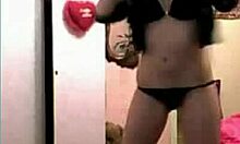 Black lingerie blonde showing off her tight body on webcam!