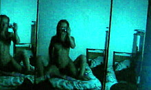 Dark-haired beauty rides cock hard in the dark