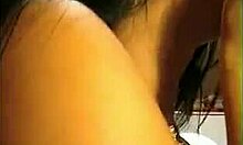 Tanned brunette amateur blows dick live on camera